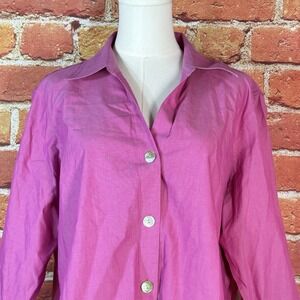 Foxcroft Non Iron Shaped Fit Pink Long Sleeve Women's 14W Button Up Career